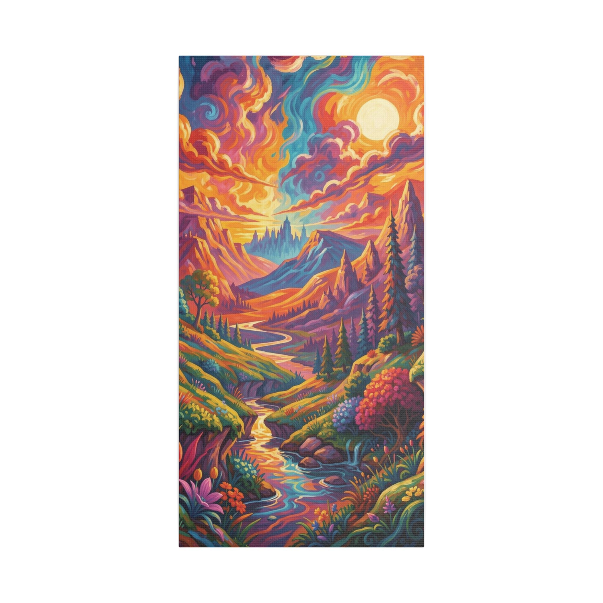 Surreal Abstract Colorful Landscape Satin Canvas (Stretched)
