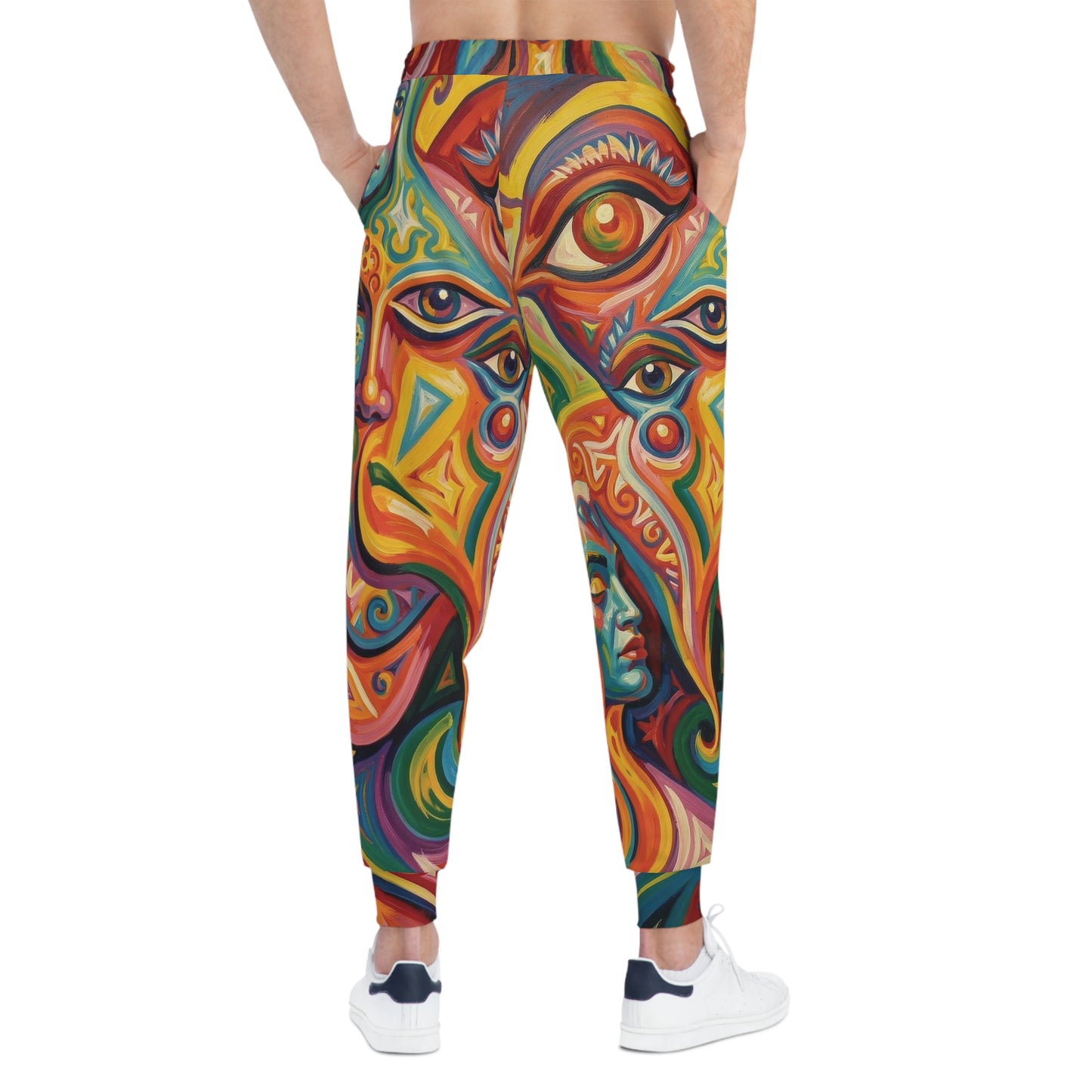 Raphael Three Graces Athletic Joggers — Colorful Modern Swirl, Cozy Stretchy All-Over Print