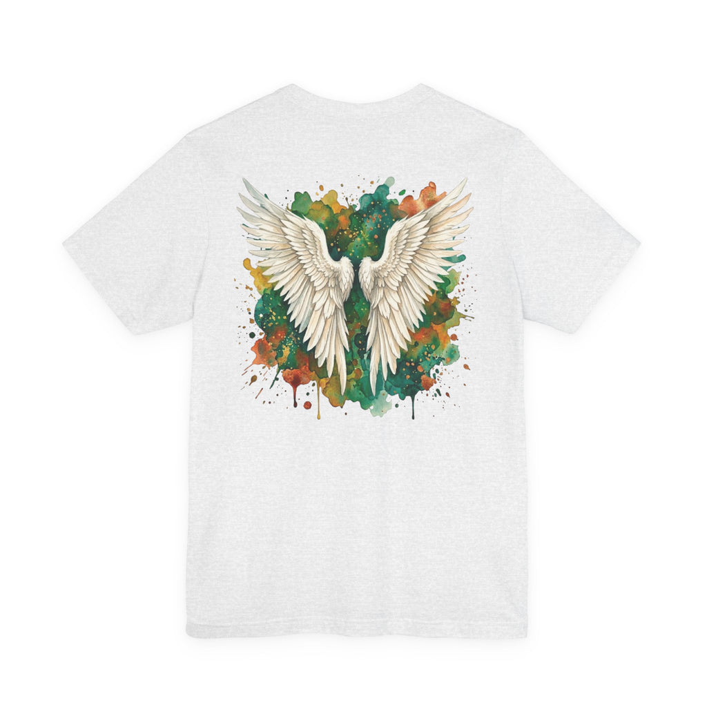 Angel Wings Watercolor Tee — Halo Front & Wing Back