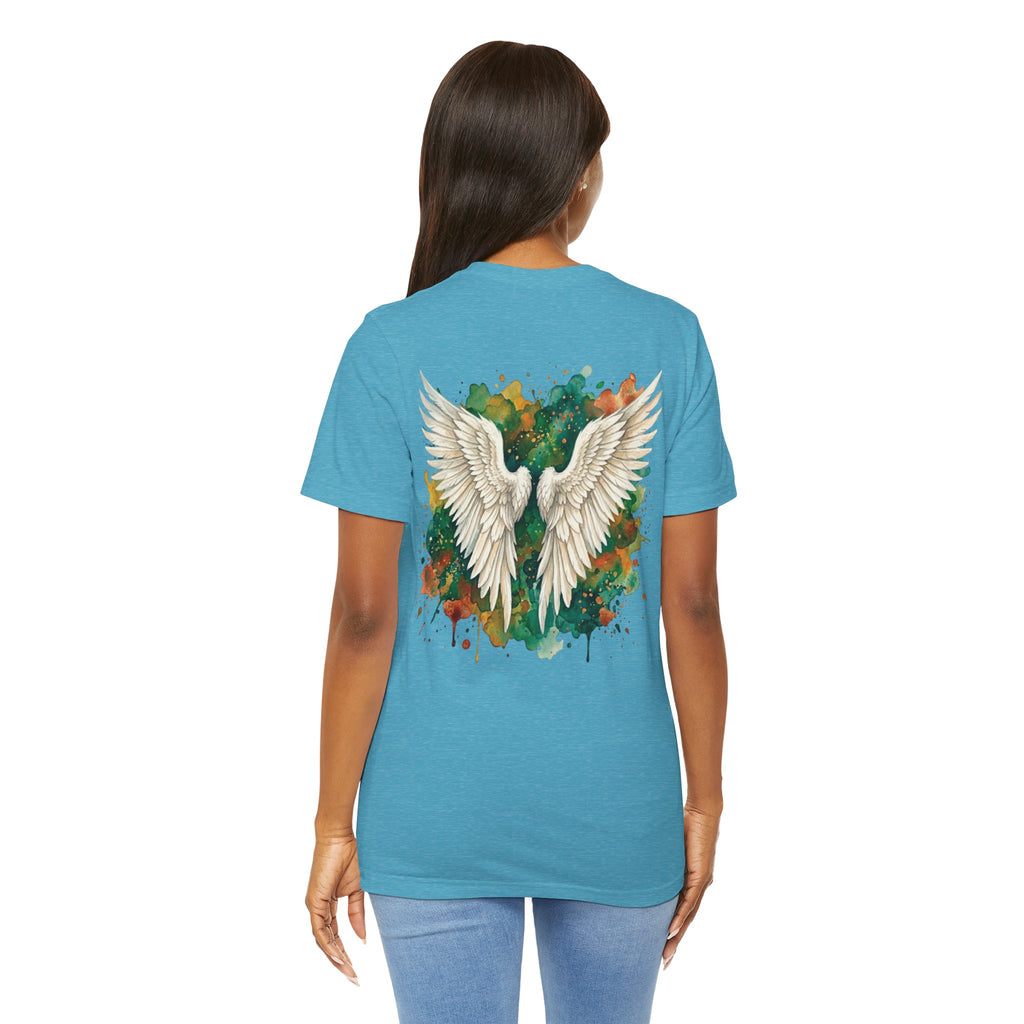 Angel Wings Watercolor Tee — Halo Front & Wing Back