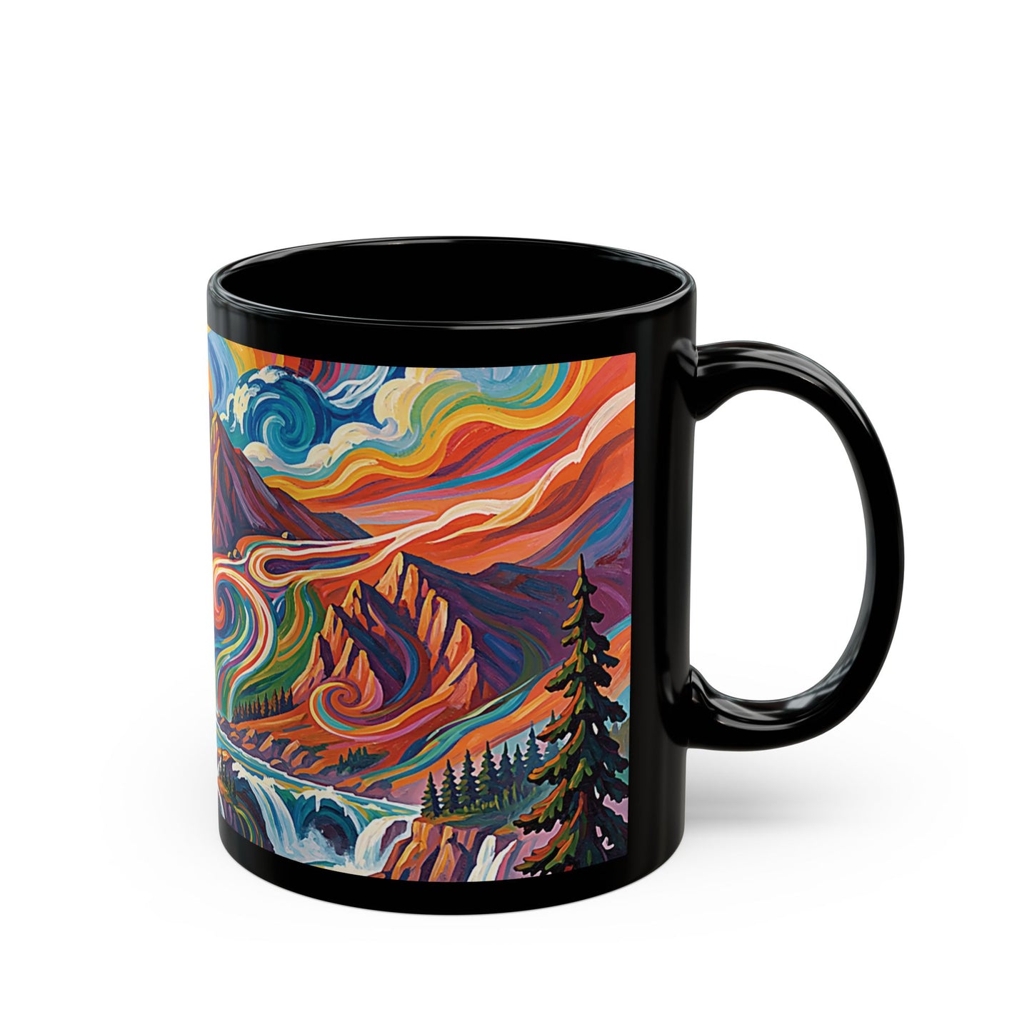 Pacific Northwest Abstract Mountain Scenery Mug | Bold PNW Art Ceramic Coffee