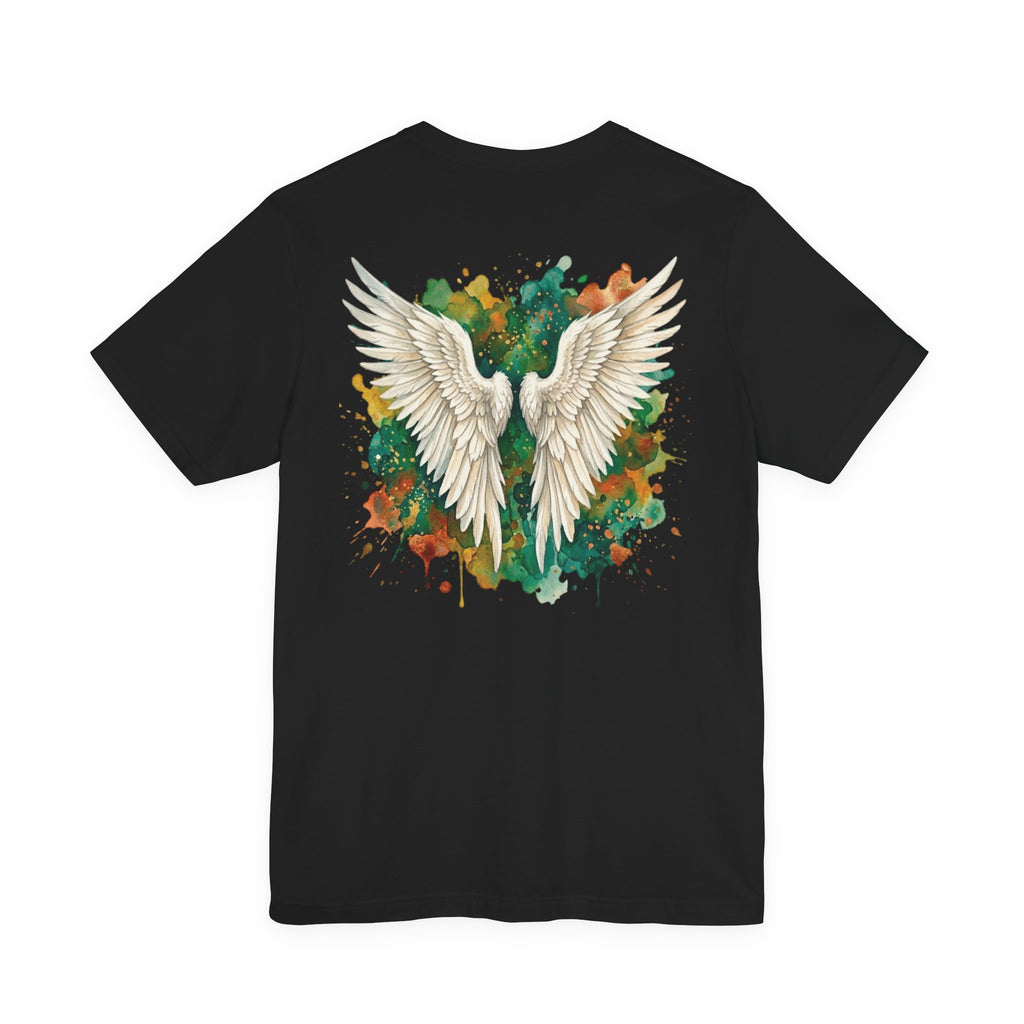 Angel Wings Watercolor Tee — Halo Front & Wing Back