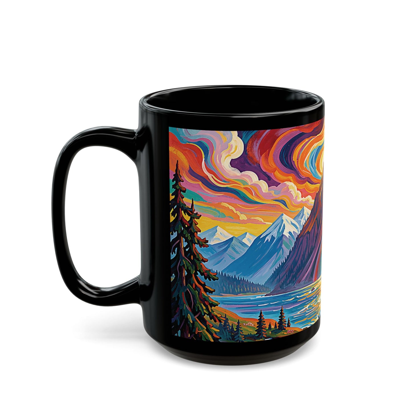 Pacific Northwest Abstract Mountain Scenery Mug | Bold PNW Art Ceramic Coffee