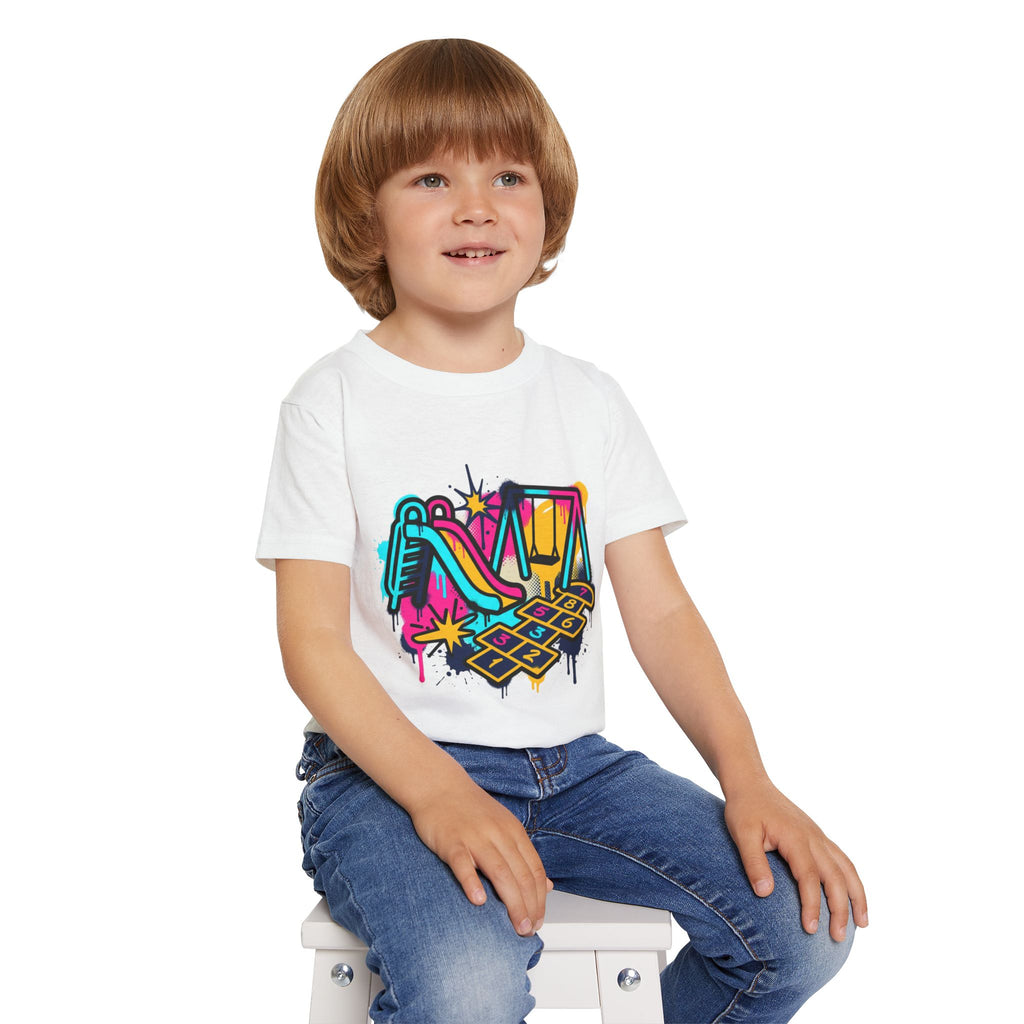 Kids Playground Graffiti T-Shirt — Colorful Playtime Tee