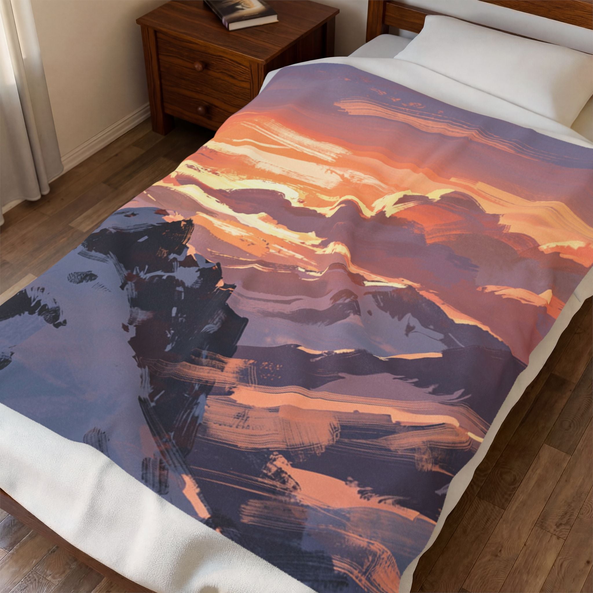 Japandi Velveteen Plush Blanket — Minimalist Cozy Throw with Calming Colors