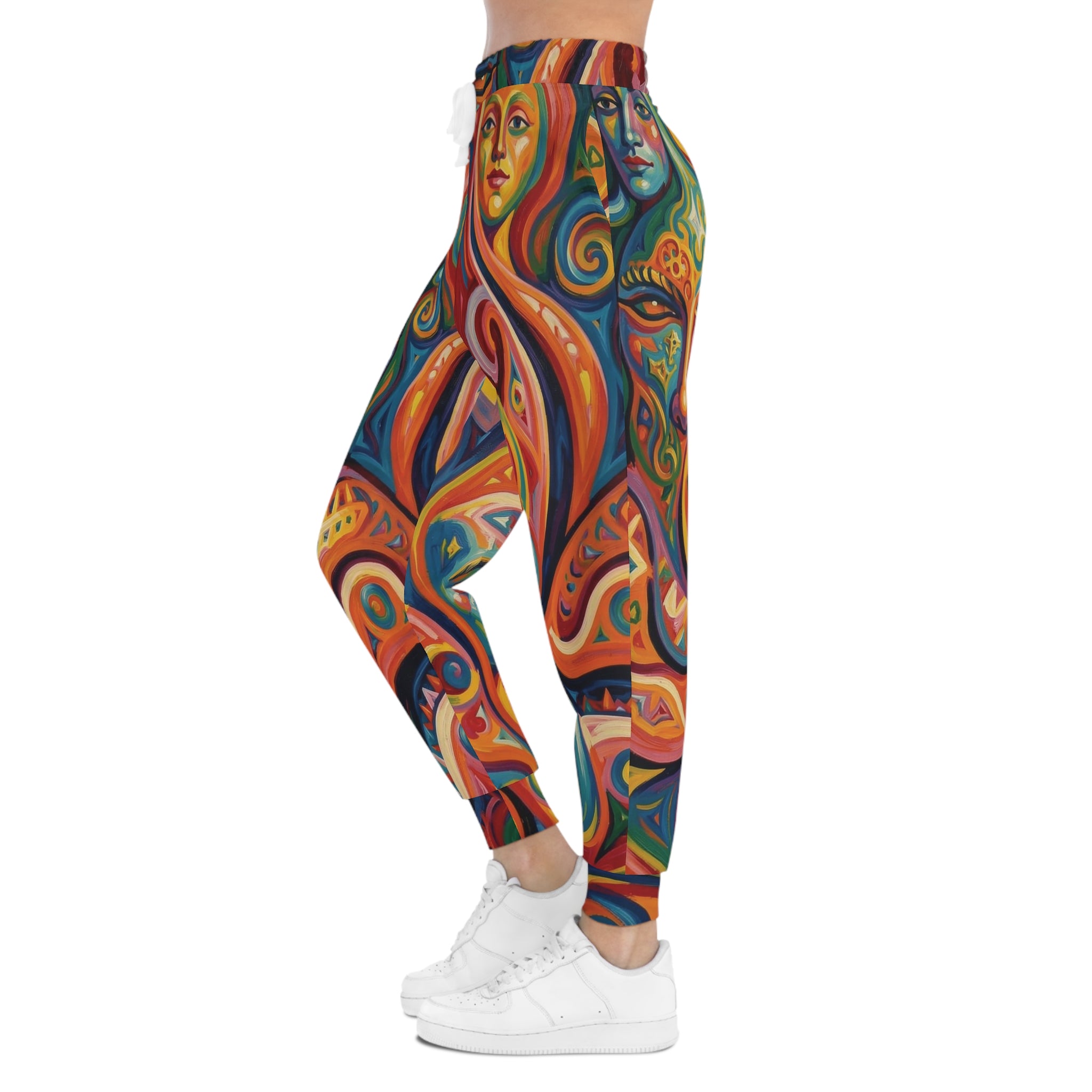 Raphael Three Graces Athletic Joggers — Colorful Modern Swirl, Cozy Stretchy All-Over Print