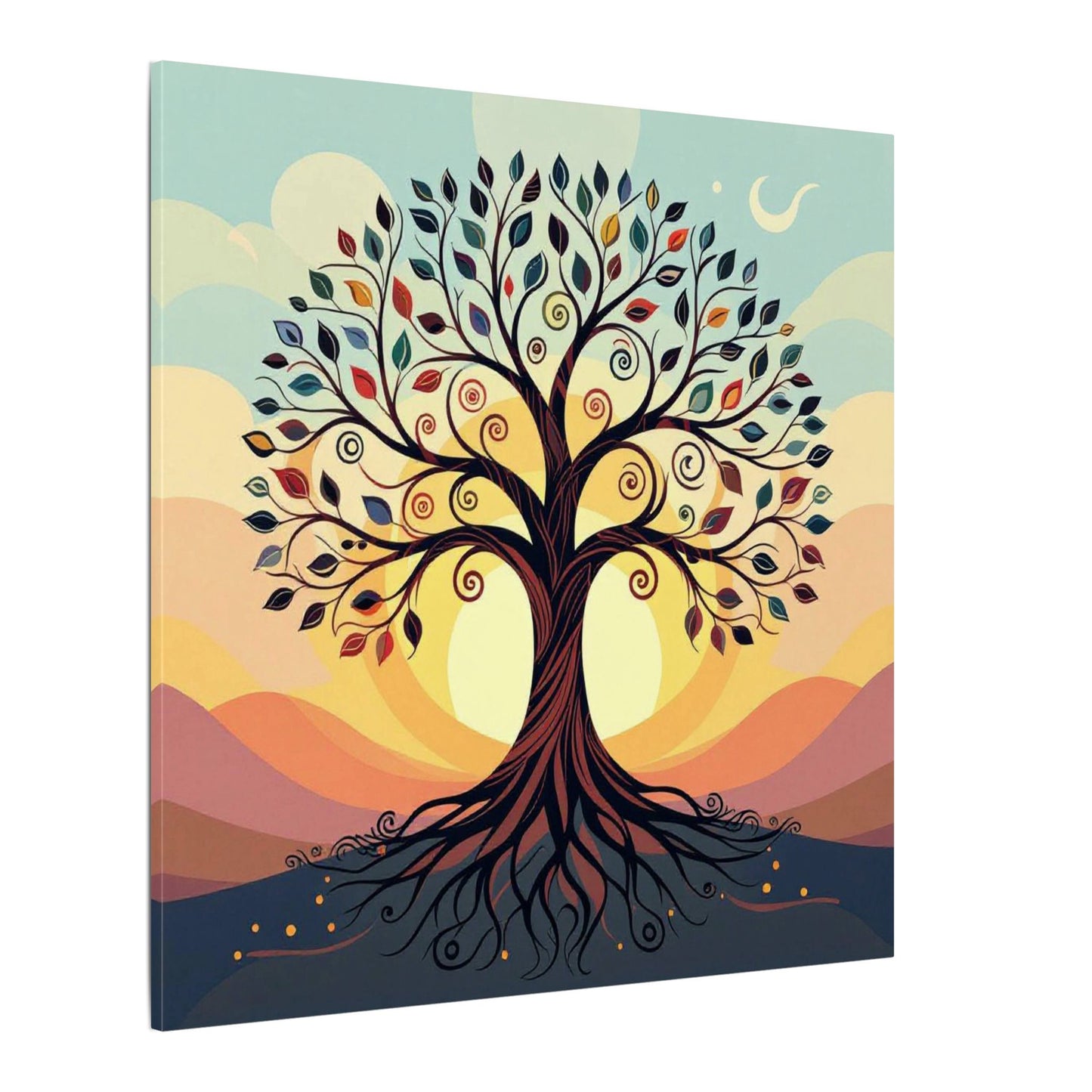 Boho Tree of Life Matte Canvas Print — Vibrant Stretched Wall Art