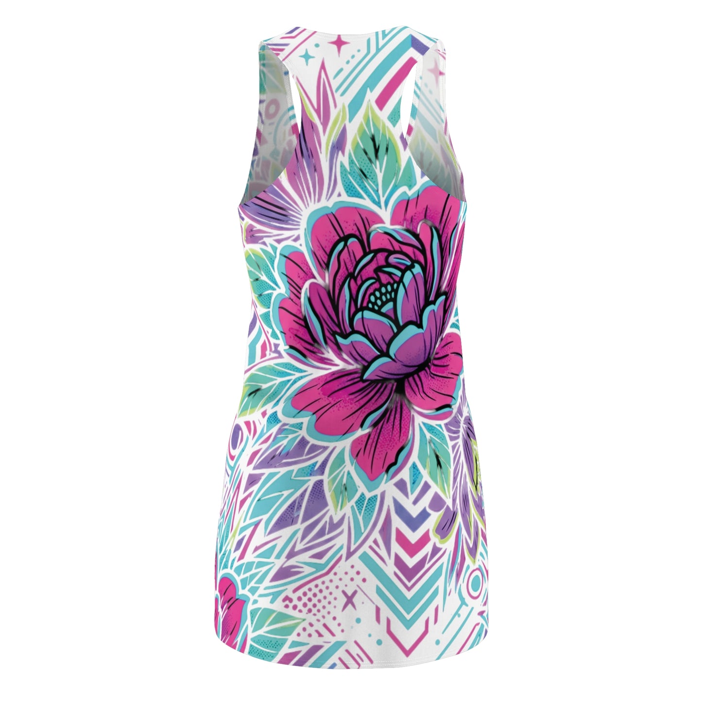 Vibrant Floral Racerback Dress — Fun Casual All-Over Print