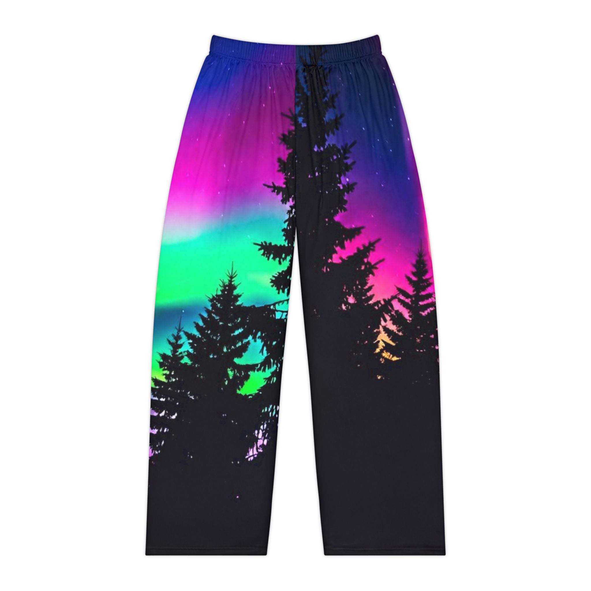 Northern Lights Women's Pajama Pants — Cozy Aurora Tree-Line PJ Bottoms