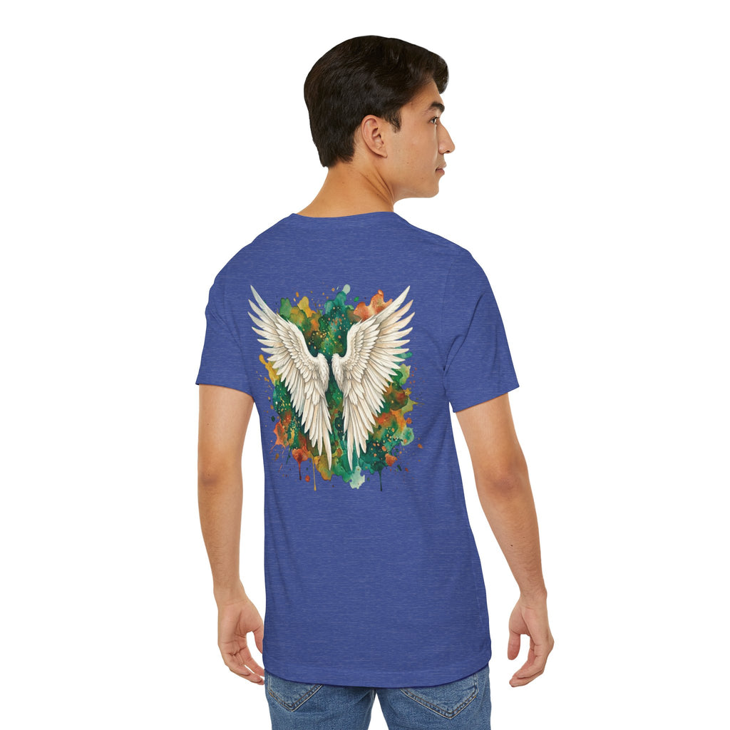 Angel Wings Watercolor Tee — Halo Front & Wing Back