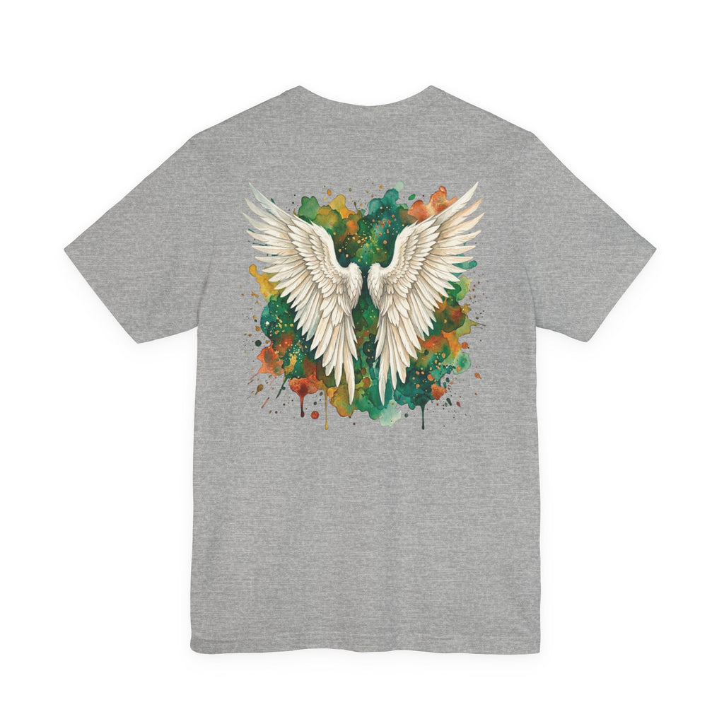 Angel Wings Watercolor Tee — Halo Front & Wing Back