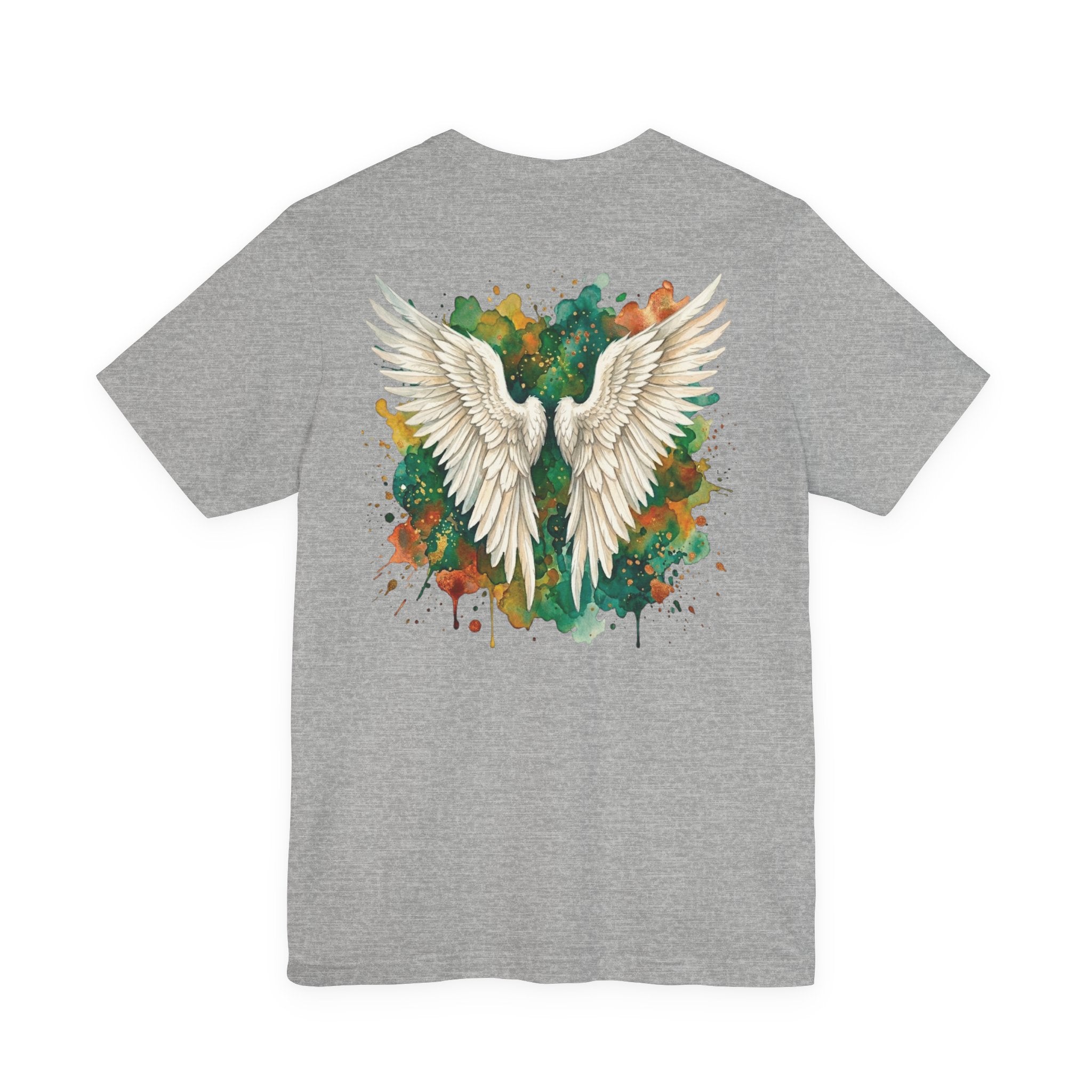 Angel Wings Watercolor Tee — Halo Front & Wing Back