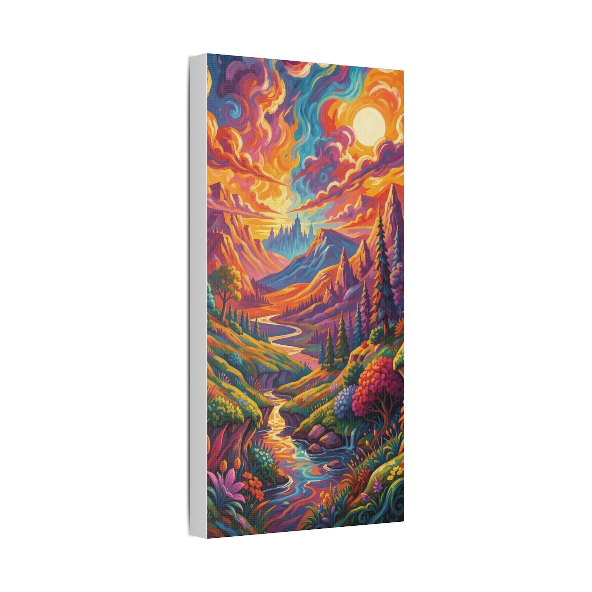 Surreal Abstract Colorful Landscape Satin Canvas (Stretched)