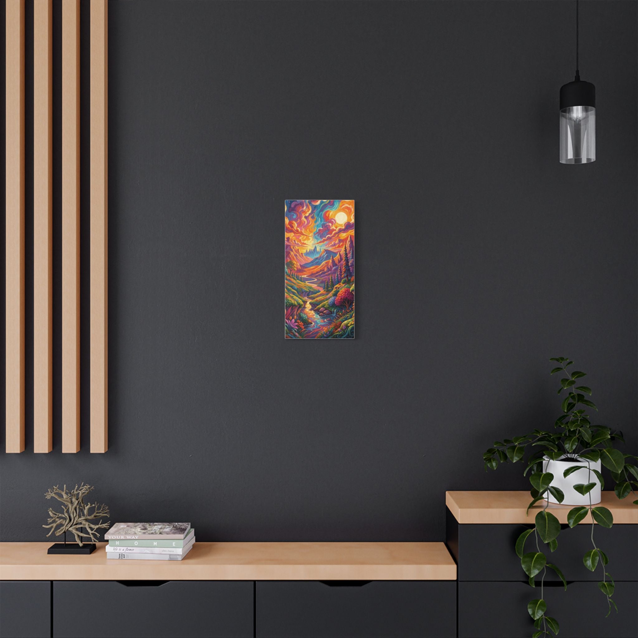Surreal Abstract Colorful Landscape Satin Canvas (Stretched)