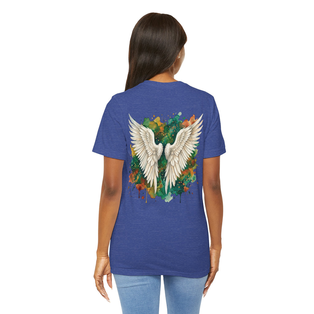 Angel Wings Watercolor Tee — Halo Front & Wing Back