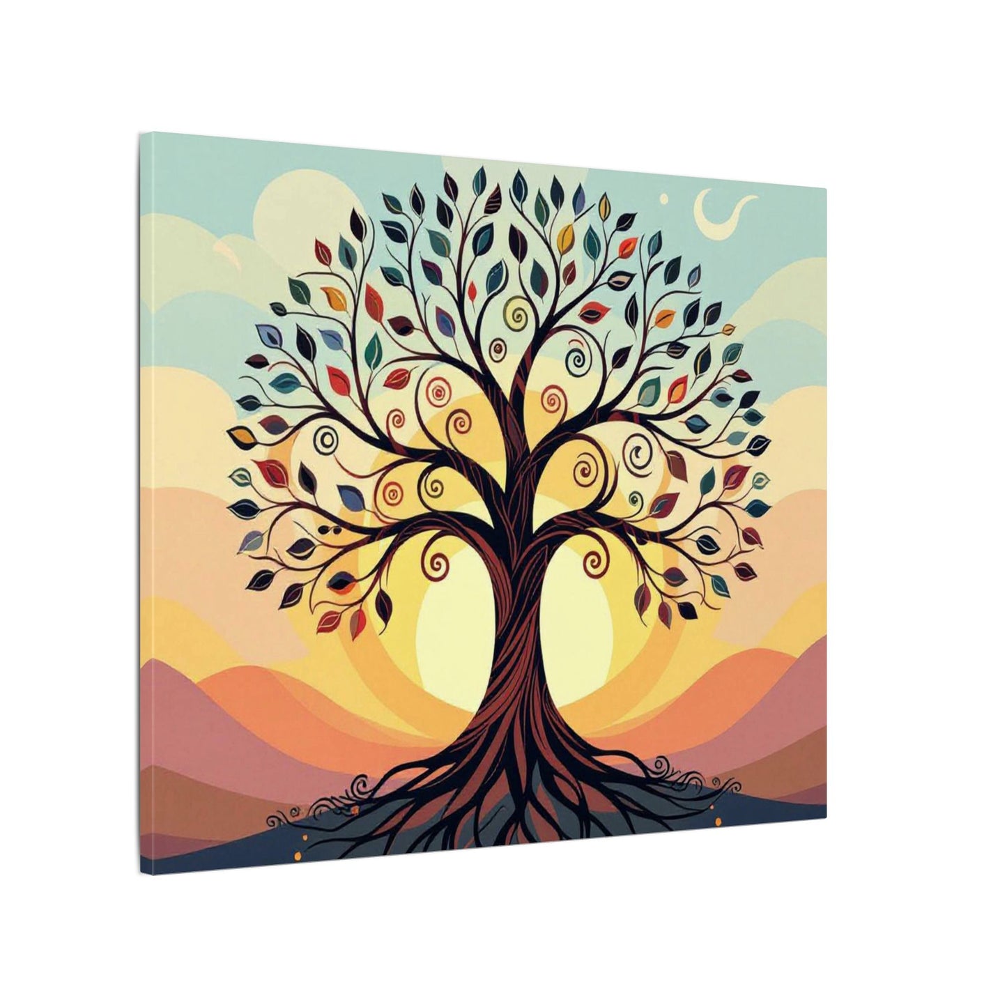 Boho Tree of Life Matte Canvas Print — Vibrant Stretched Wall Art