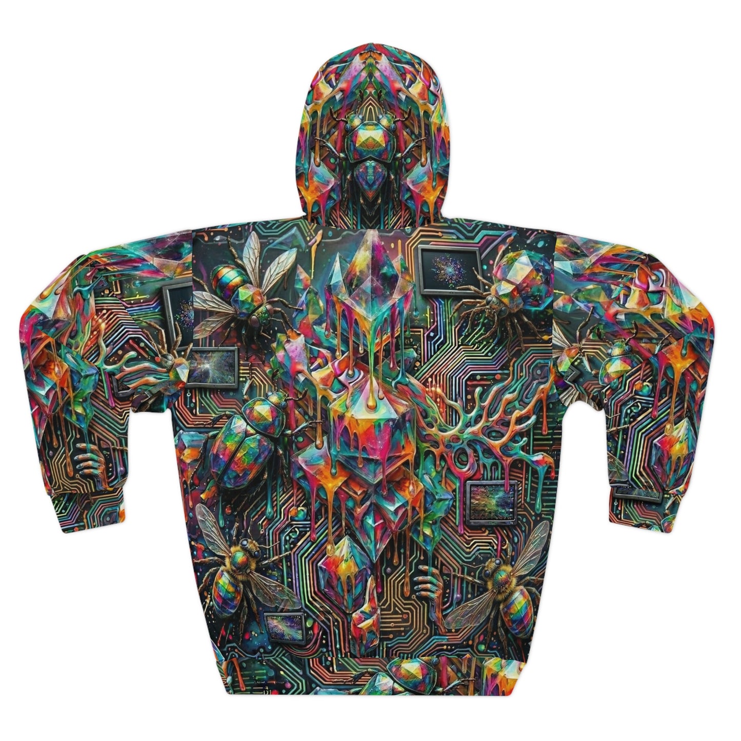 Cyber-Psychedelic Maximalist Pullover Hoodie