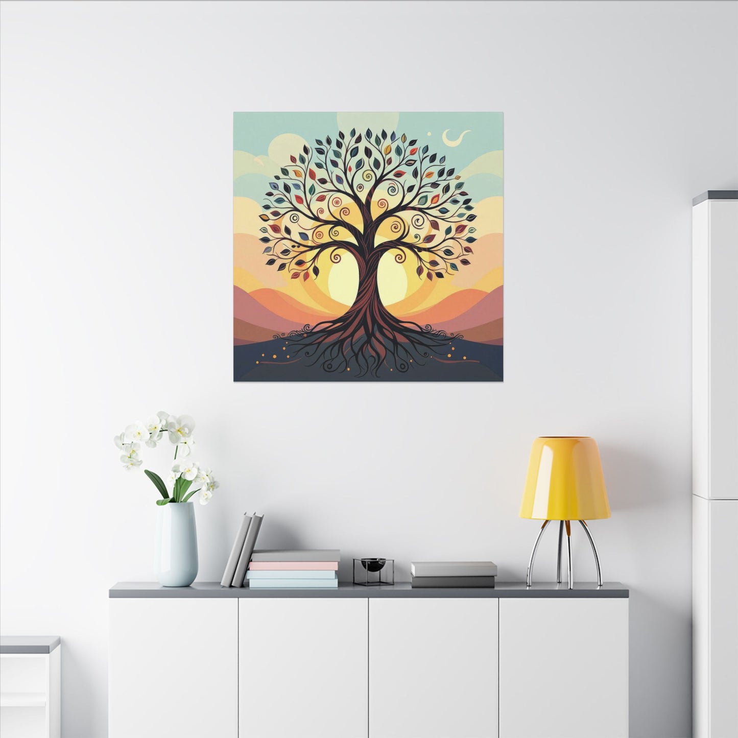 Boho Tree of Life Matte Canvas Print — Vibrant Stretched Wall Art