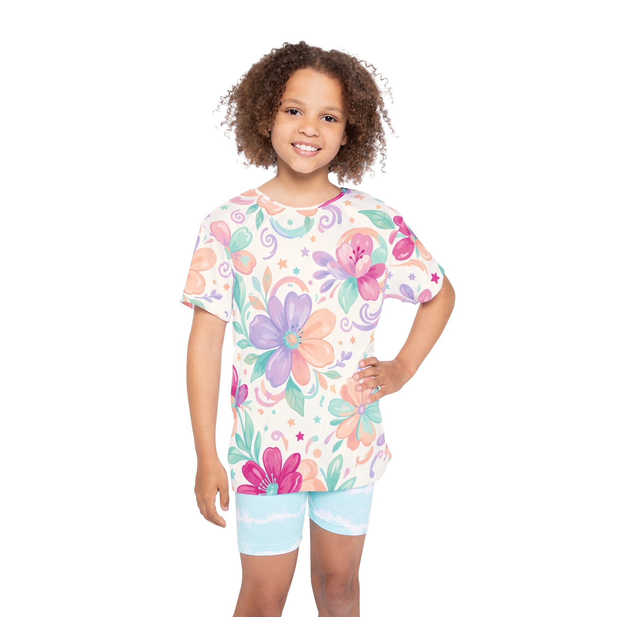 Kids Sports Jersey — Colorful Pastel Floral "Young Ladies" All-Over Print