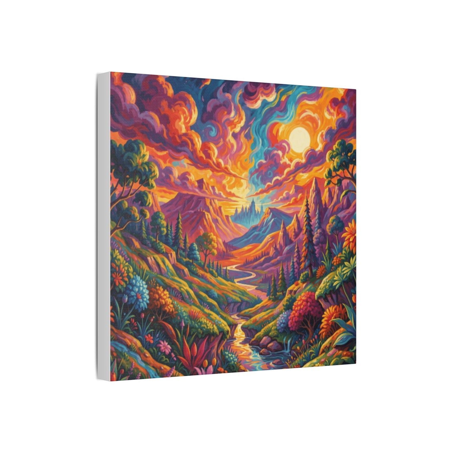 Surreal Abstract Colorful Landscape Satin Canvas (Stretched)