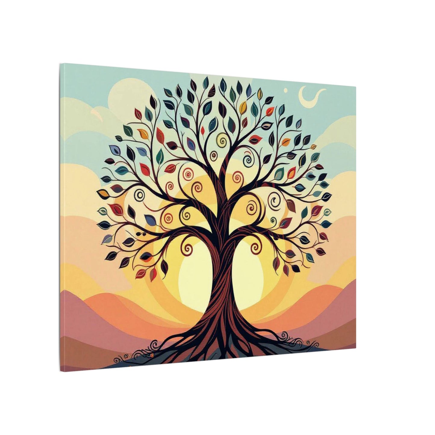 Boho Tree of Life Matte Canvas Print — Vibrant Stretched Wall Art