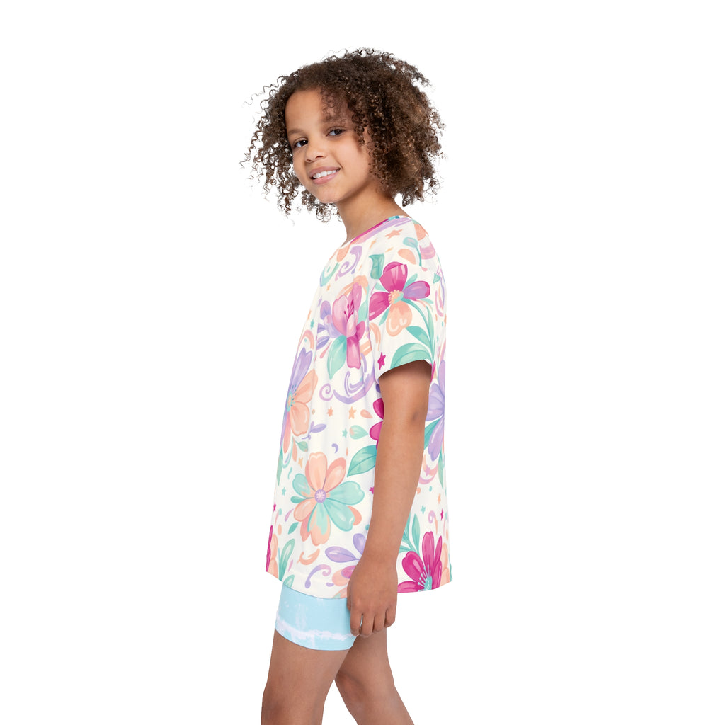 Kids Sports Jersey — Colorful Pastel Floral "Young Ladies" All-Over Print