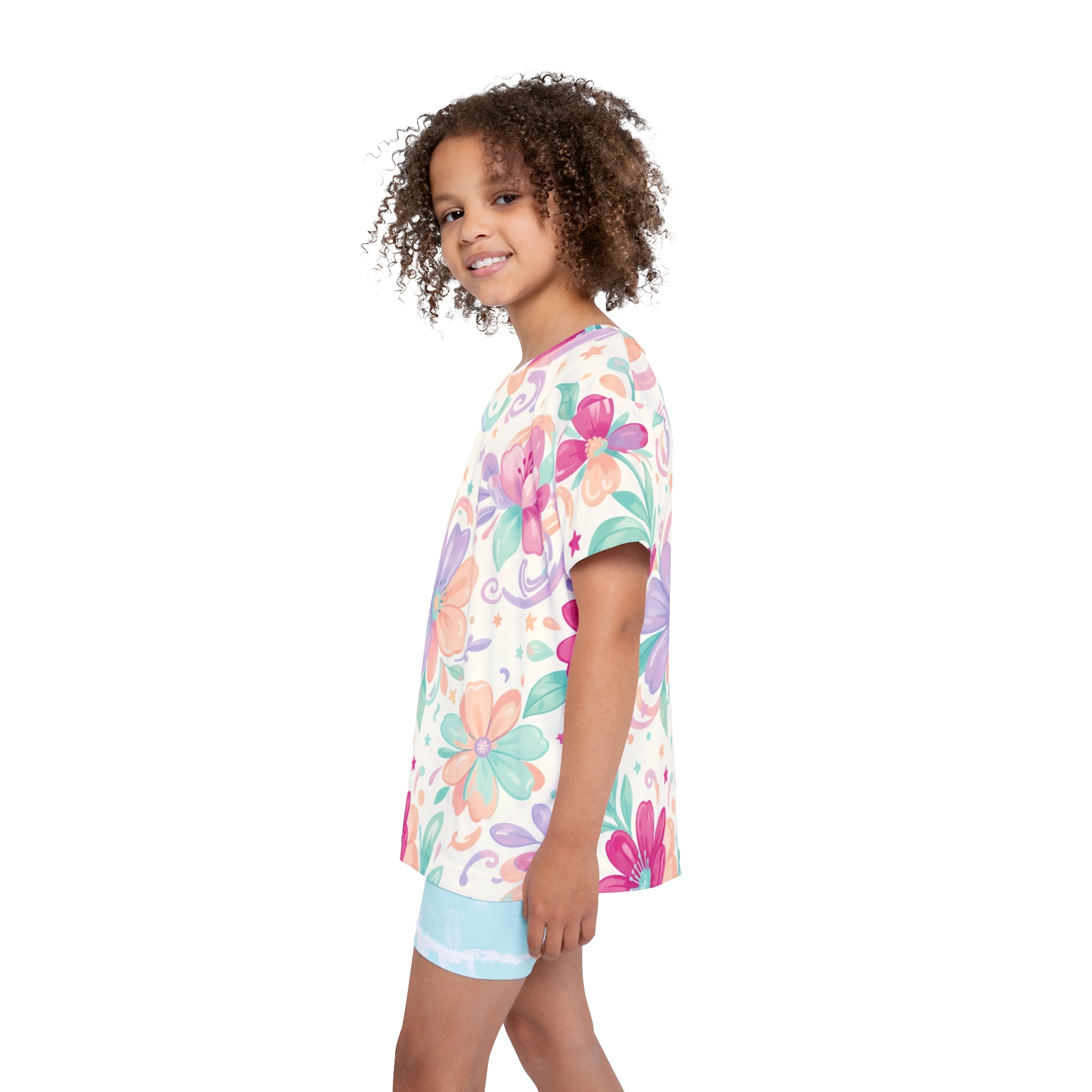 Kids Sports Jersey — Colorful Pastel Floral "Young Ladies" All-Over Print