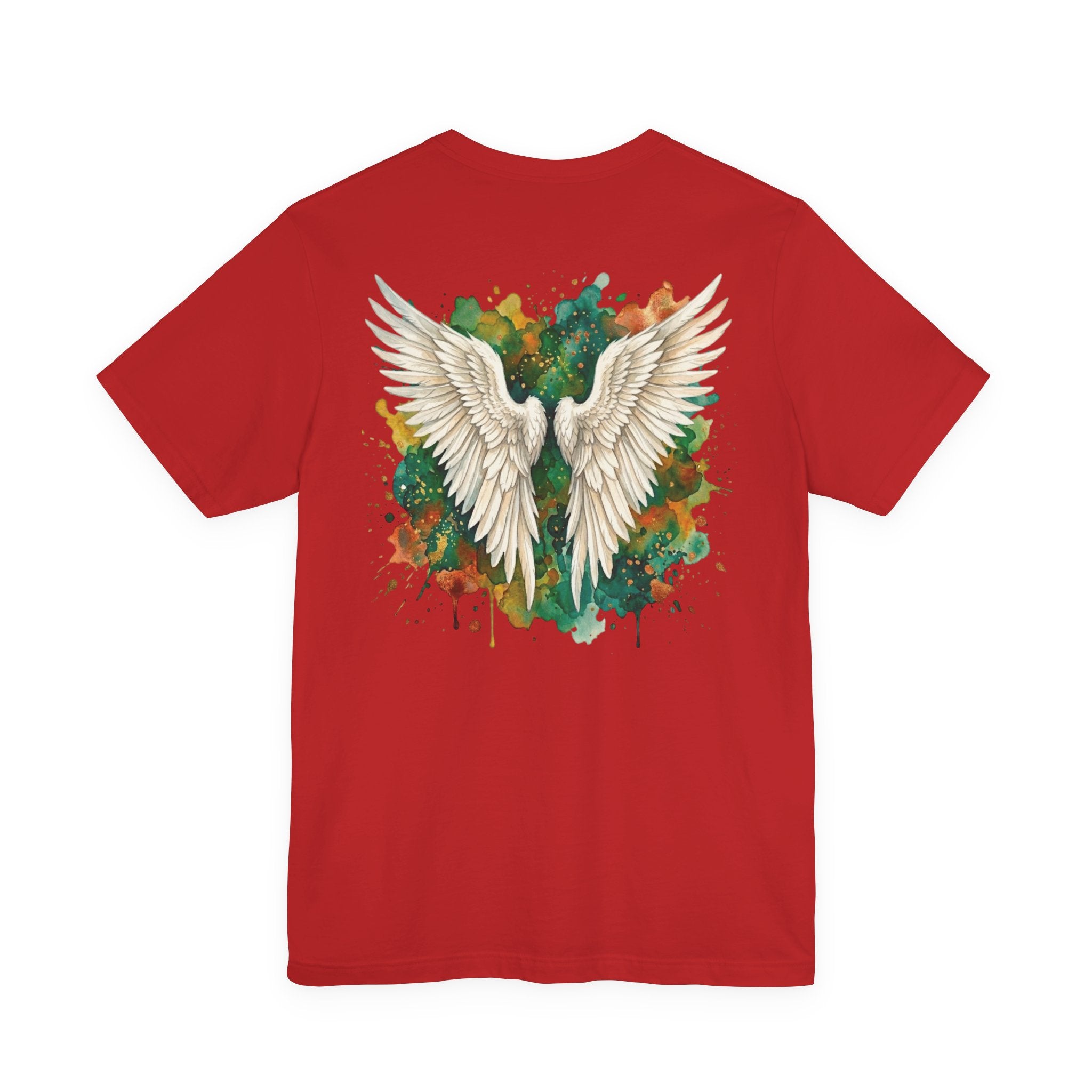 Angel Wings Watercolor Tee — Halo Front & Wing Back