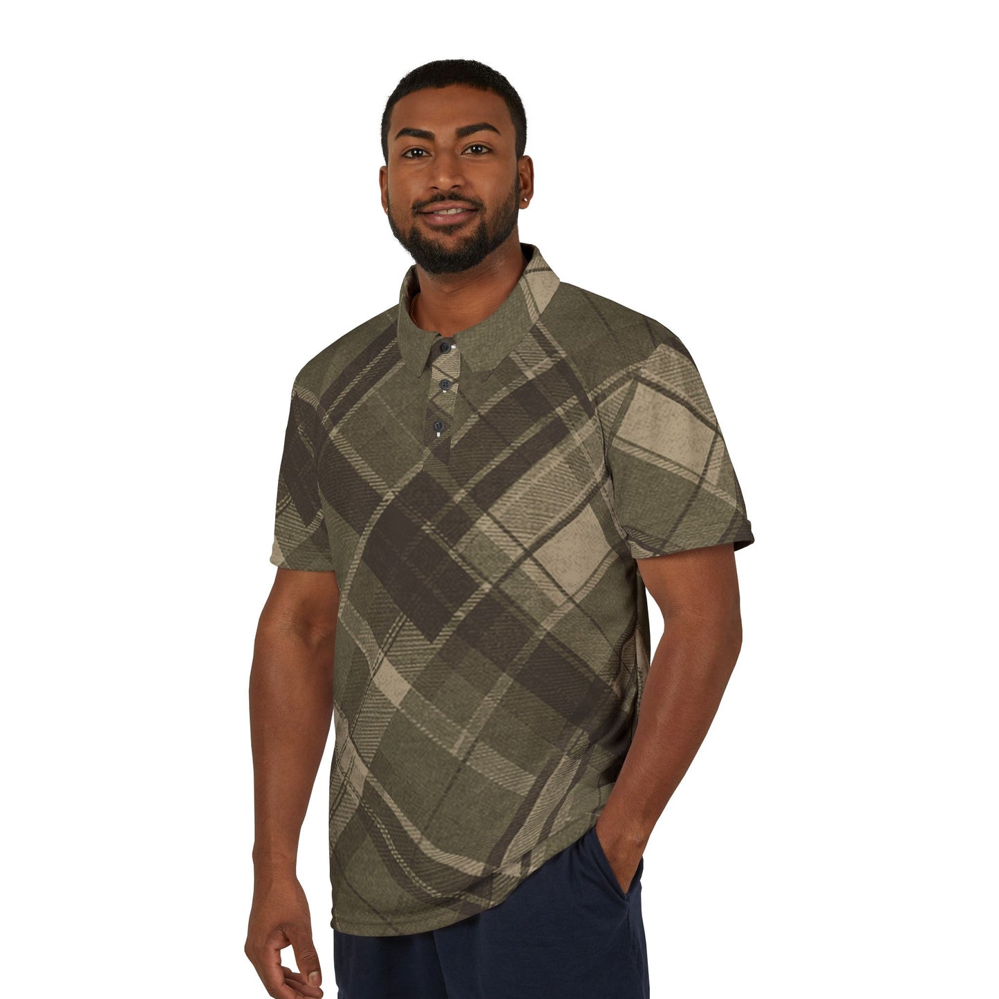 Modern Classic Flannel-Style Polo Shirt