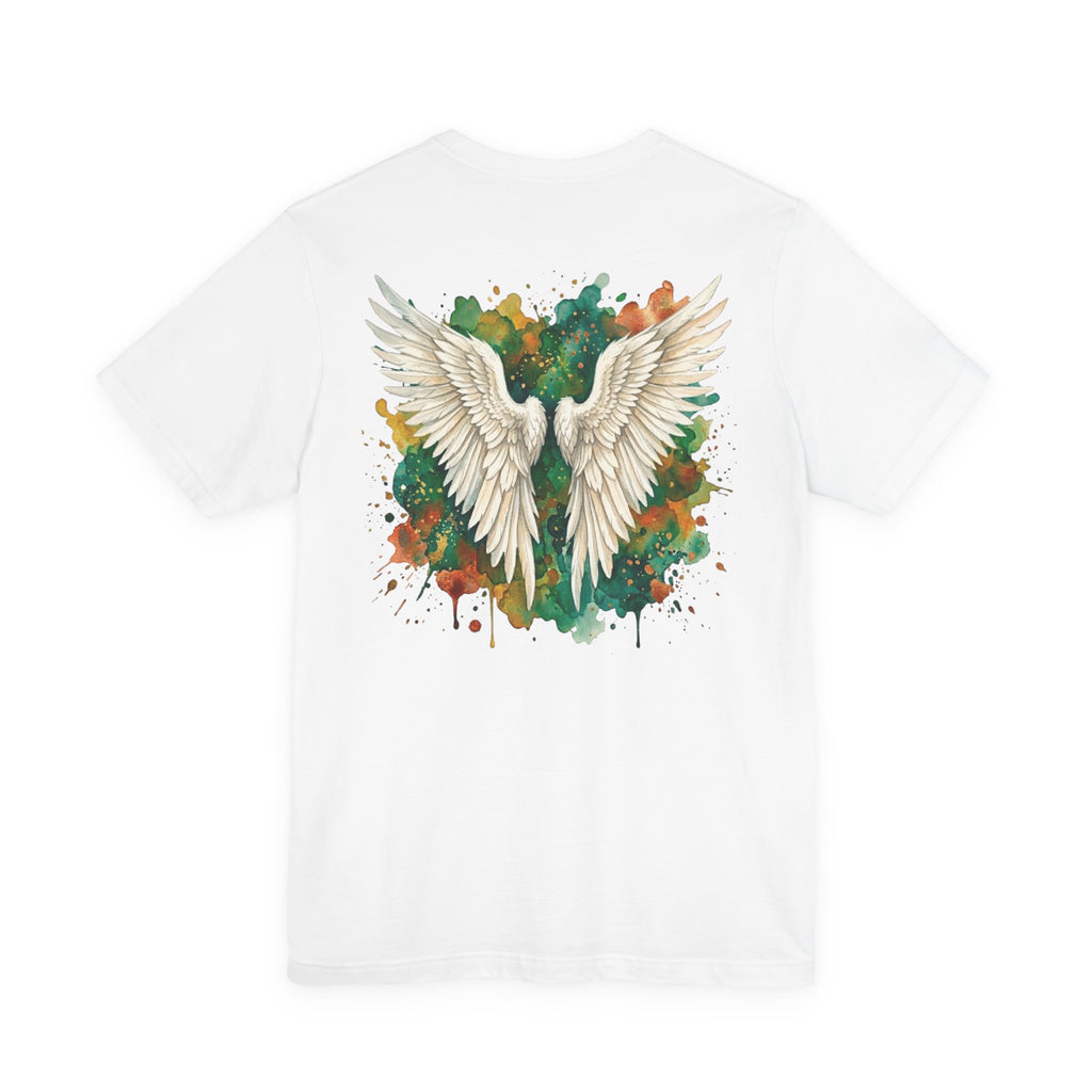 Angel Wings Watercolor Tee — Halo Front & Wing Back
