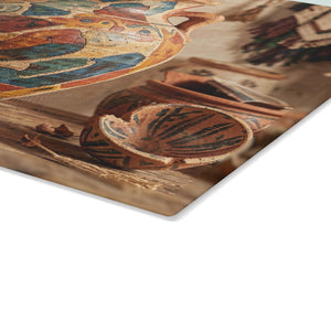 Boho Sunbaked Clay Pitcher Art Glass Cutting Board | Kitchen Countertop Decor