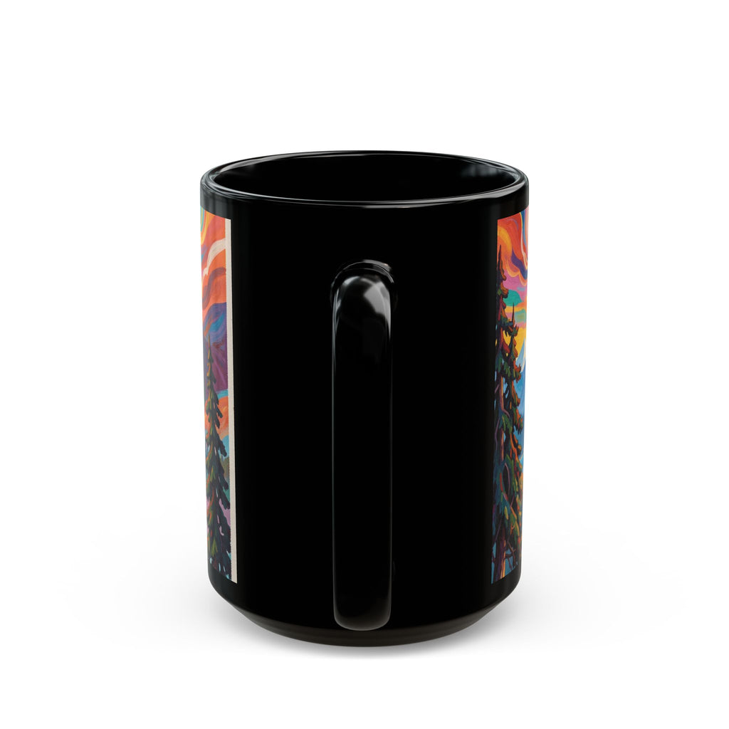 Pacific Northwest Abstract Mountain Scenery Mug | Bold PNW Art Ceramic Coffee