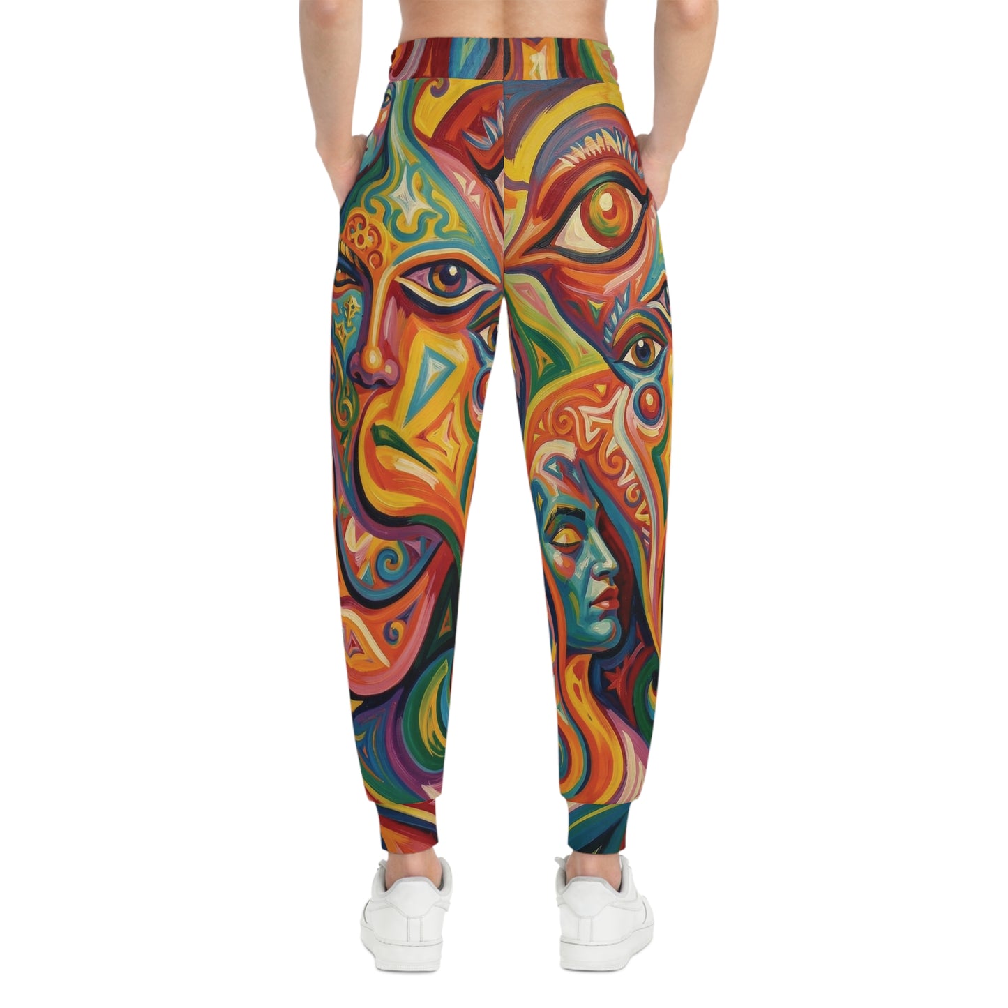 Raphael Three Graces Athletic Joggers — Colorful Modern Swirl, Cozy Stretchy All-Over Print