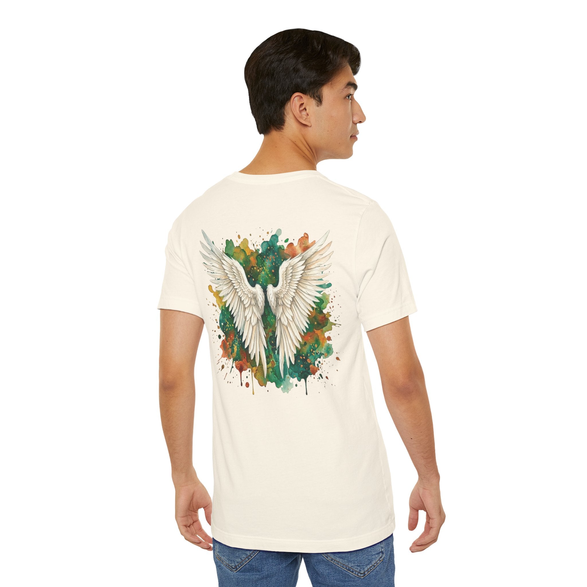 Angel Wings Watercolor Tee — Halo Front & Wing Back