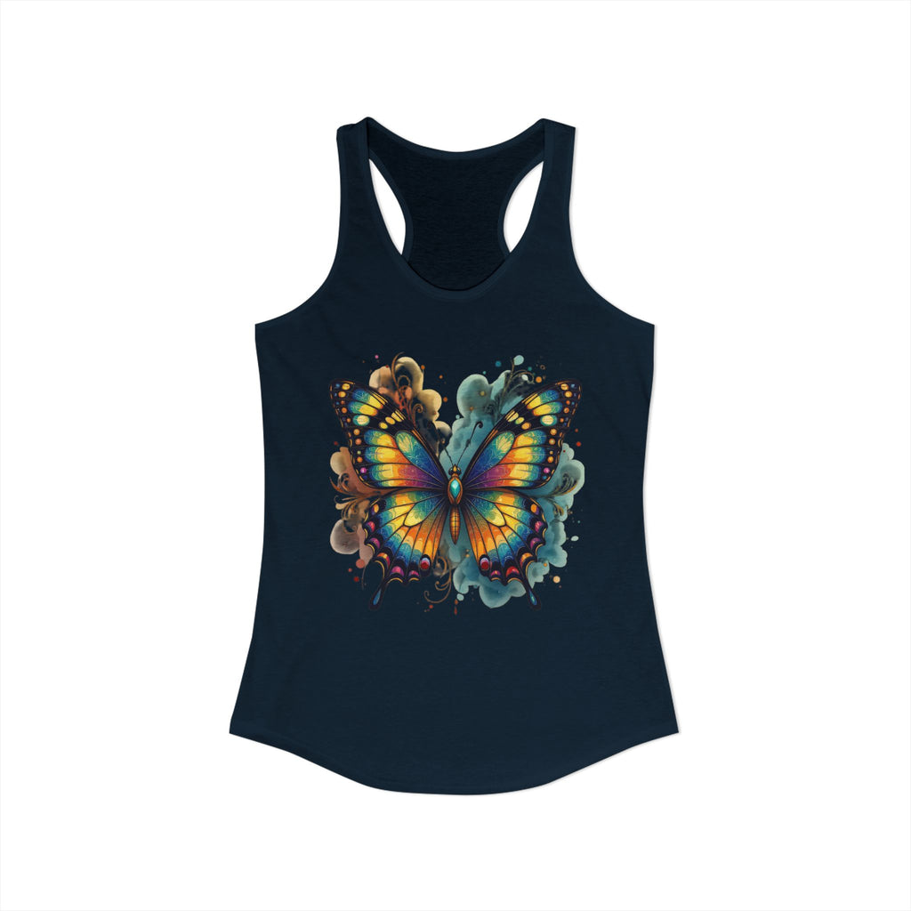 Watercolor Butterfly Racerback Tank | Vibrant Summer Butterfly Splash