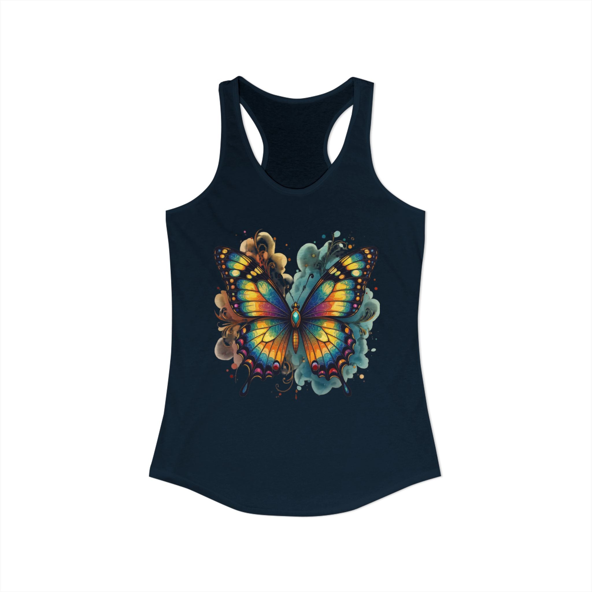 Watercolor Butterfly Racerback Tank | Vibrant Summer Butterfly Splash