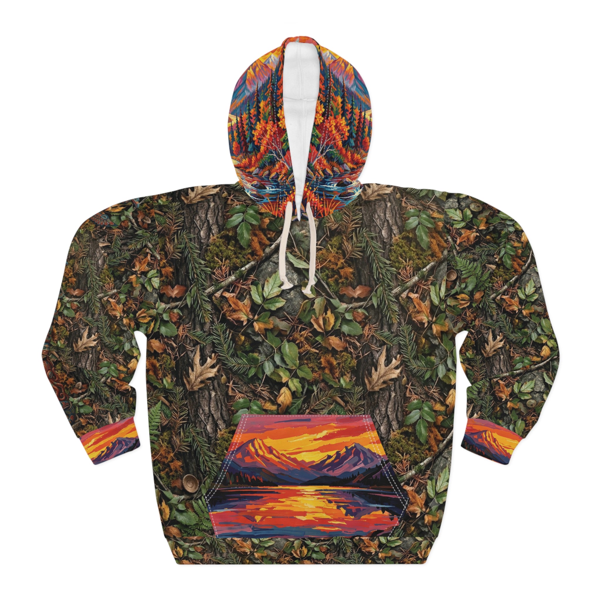 Pacific Northwest Camo Mountain Hoodie — Blaze Orange Hunting Pullover