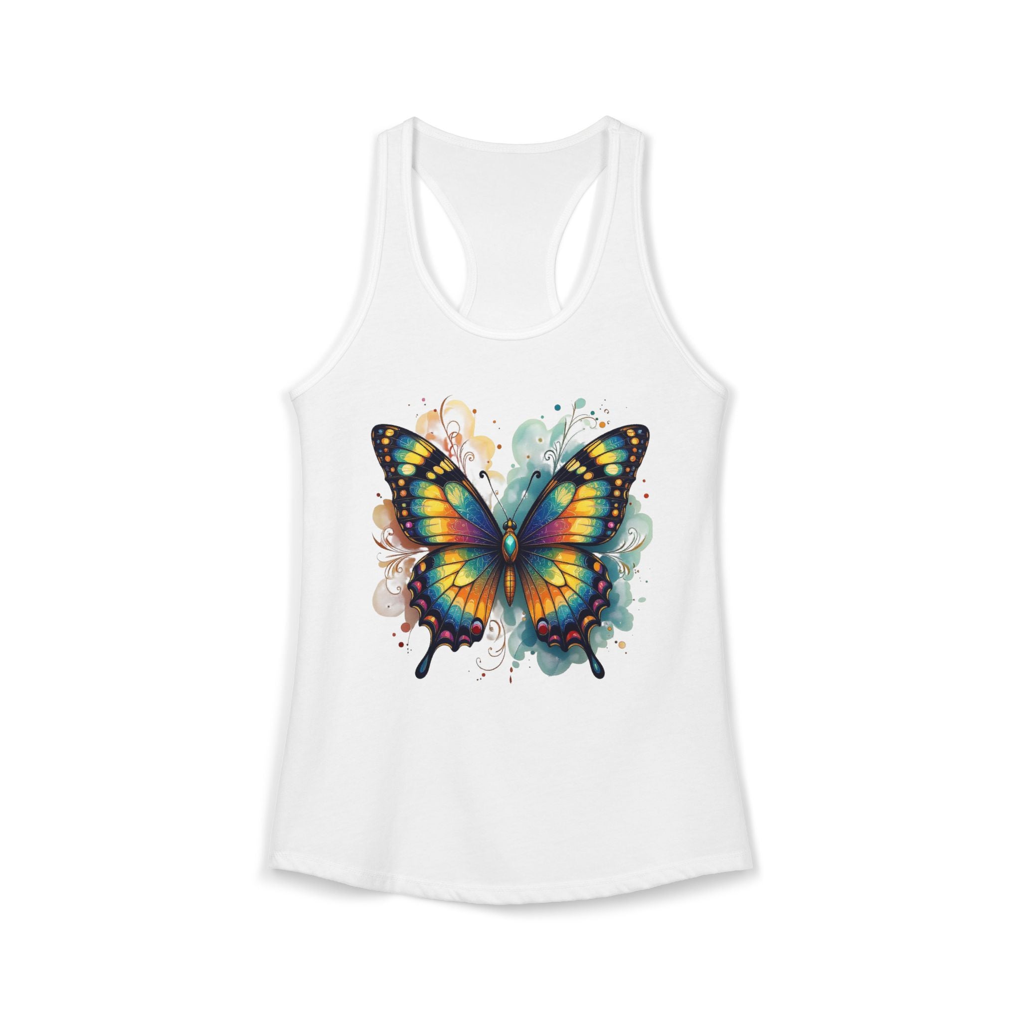 Watercolor Butterfly Racerback Tank | Vibrant Summer Butterfly Splash