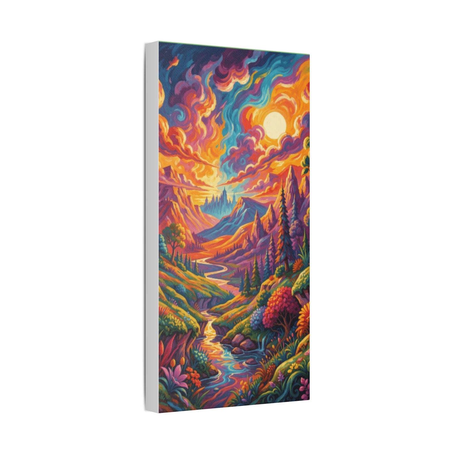 Surreal Abstract Colorful Landscape Satin Canvas (Stretched)