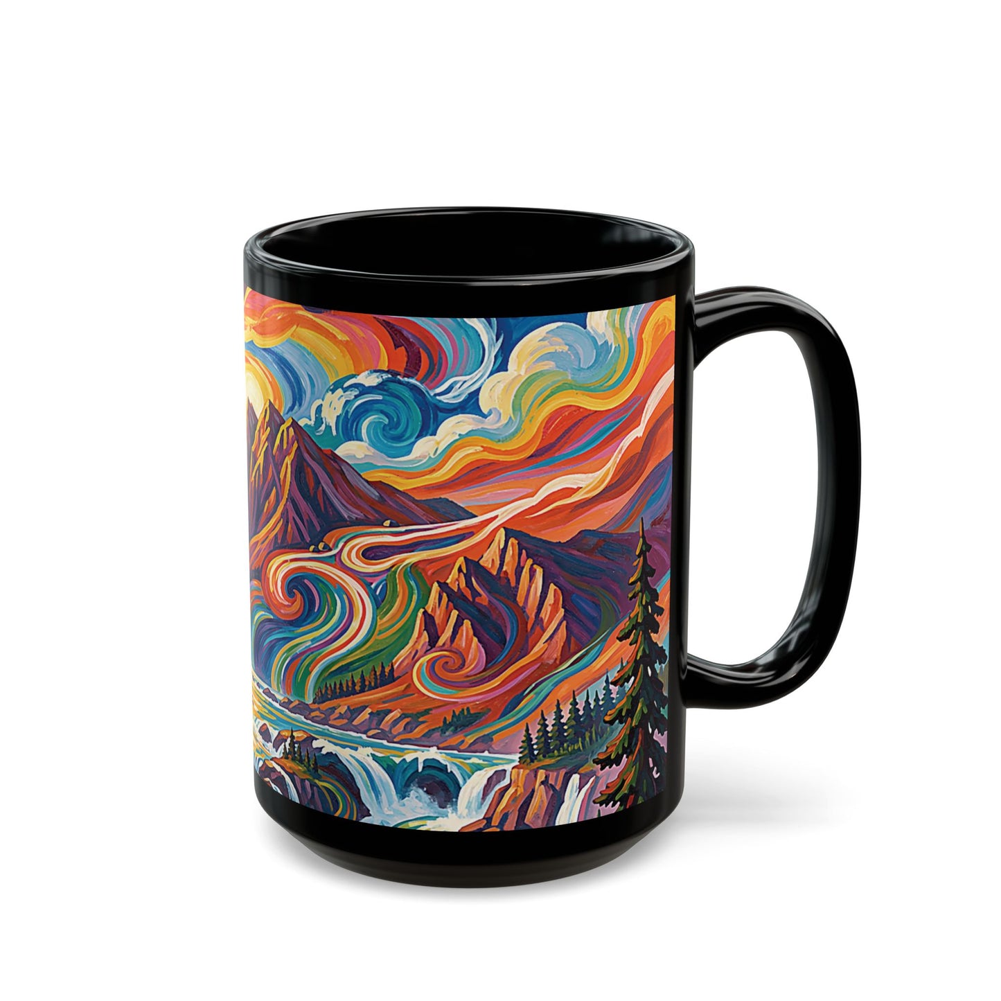 Pacific Northwest Abstract Mountain Scenery Mug | Bold PNW Art Ceramic Coffee