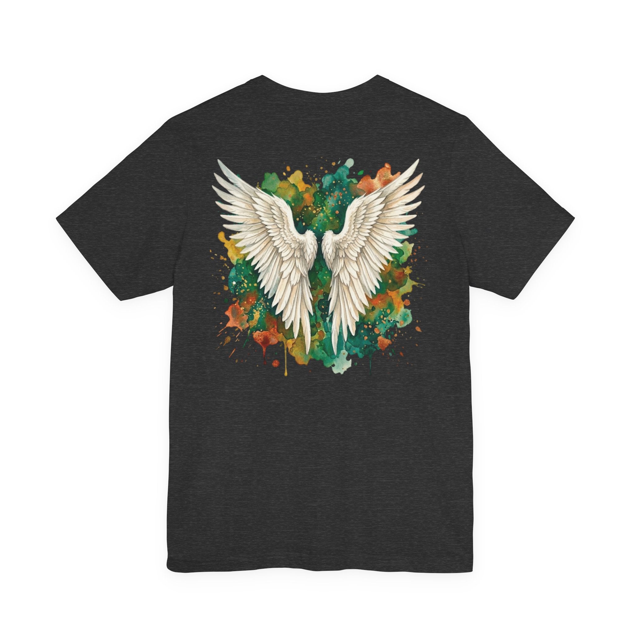 Angel Wings Watercolor Tee — Halo Front & Wing Back