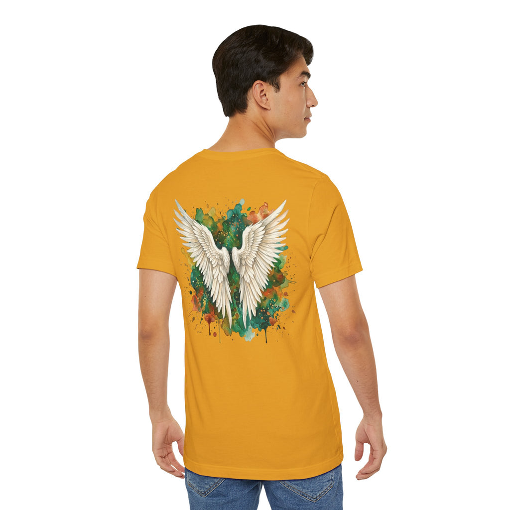 Angel Wings Watercolor Tee — Halo Front & Wing Back