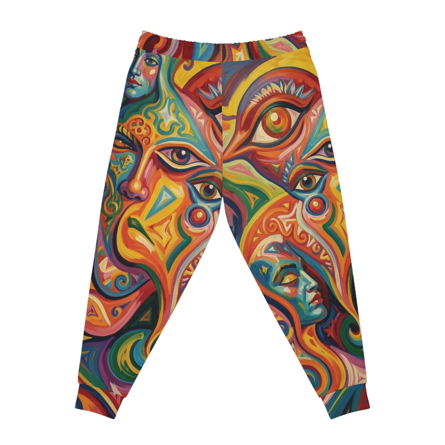 Raphael Three Graces Athletic Joggers — Colorful Modern Swirl, Cozy Stretchy All-Over Print