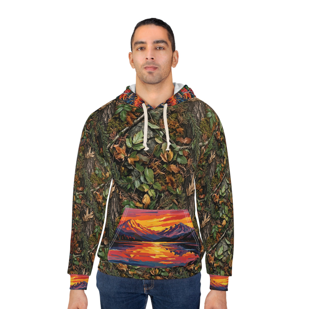 Pacific Northwest Camo Mountain Hoodie — Blaze Orange Hunting Pullover