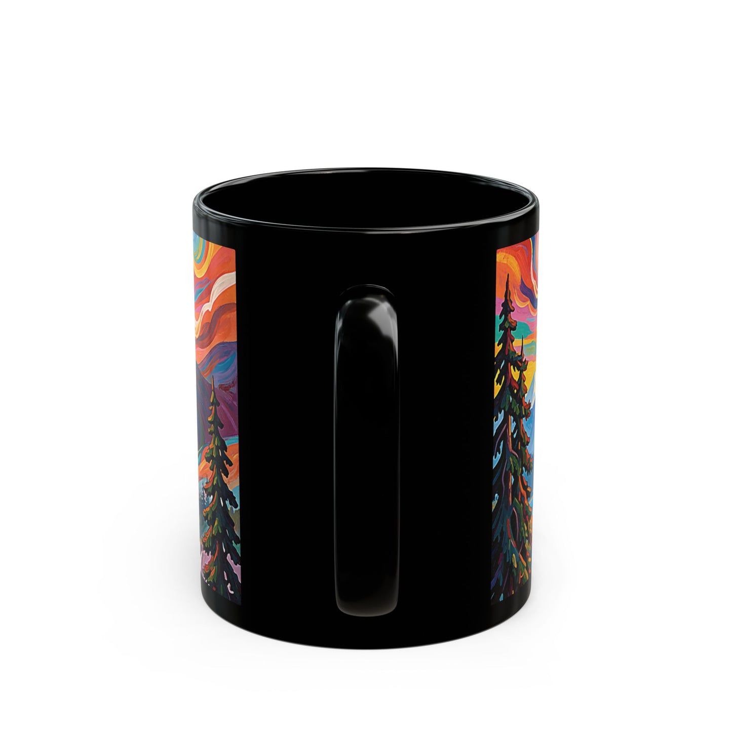 Pacific Northwest Abstract Mountain Scenery Mug | Bold PNW Art Ceramic Coffee
