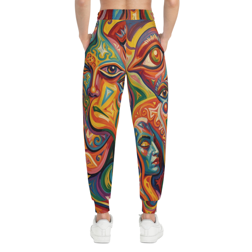 Raphael Three Graces Athletic Joggers — Colorful Modern Swirl, Cozy Stretchy All-Over Print