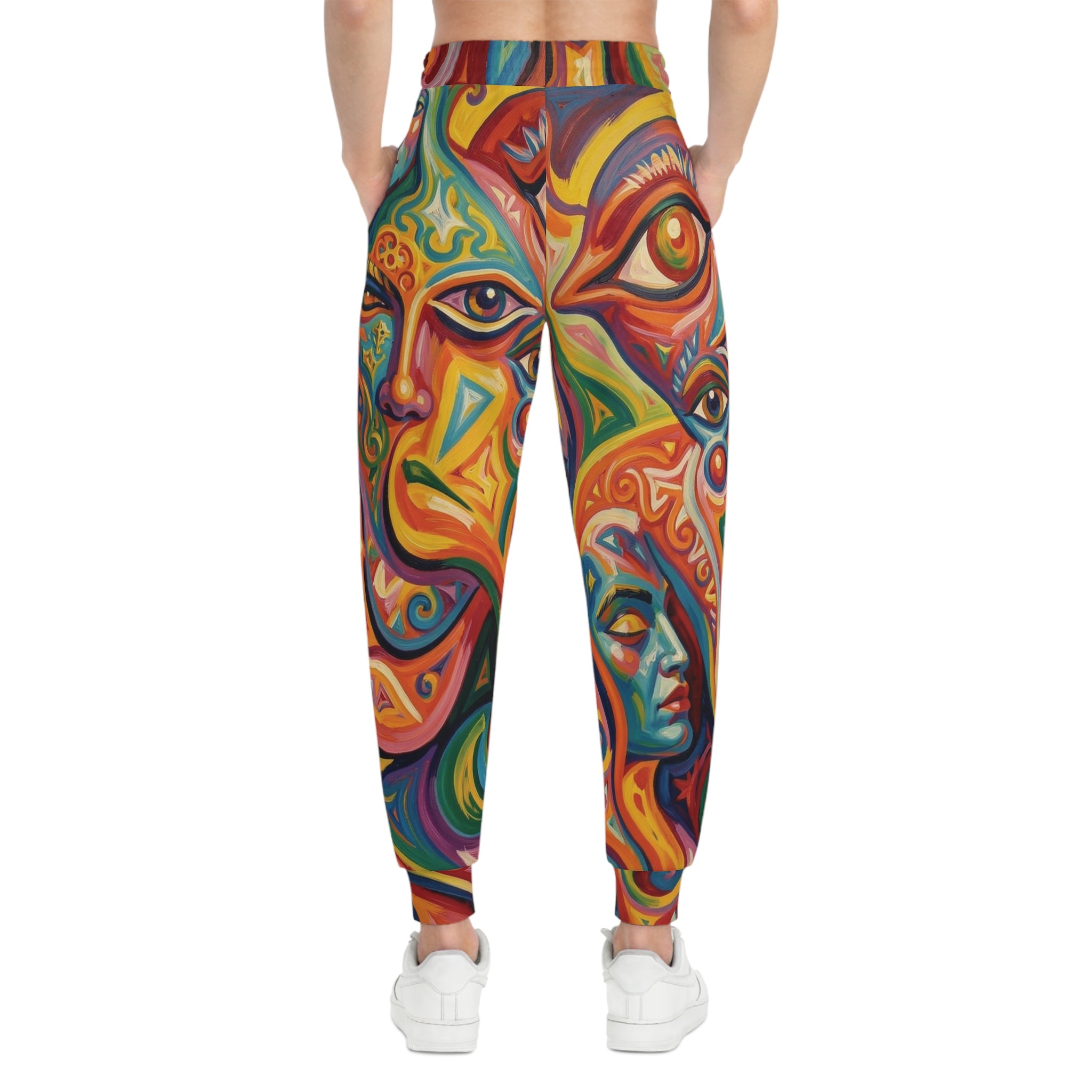 Raphael Three Graces Athletic Joggers — Colorful Modern Swirl, Cozy Stretchy All-Over Print