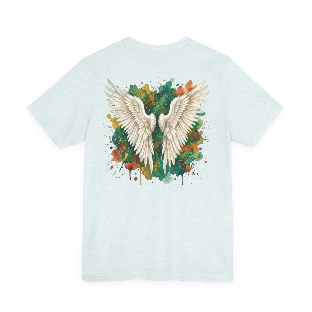 Angel Wings Watercolor Tee — Halo Front & Wing Back