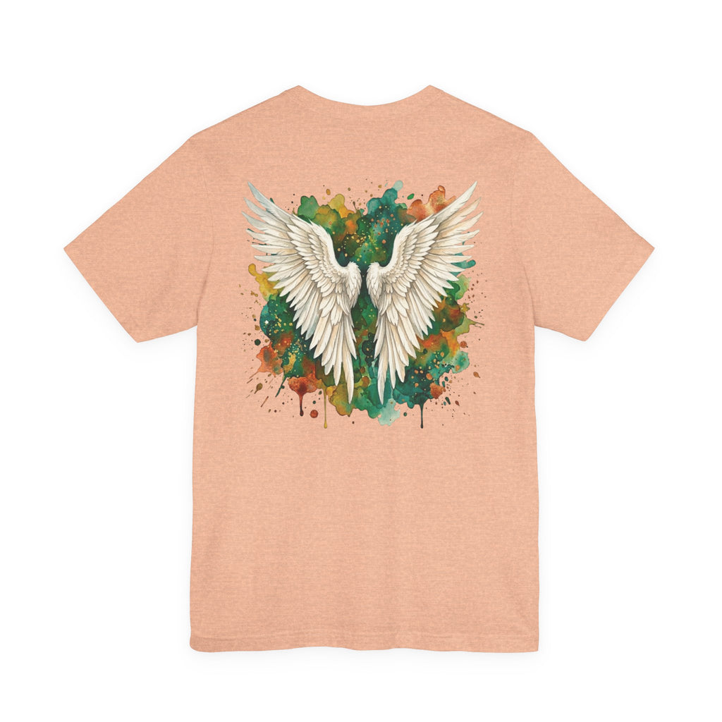 Angel Wings Watercolor Tee — Halo Front & Wing Back