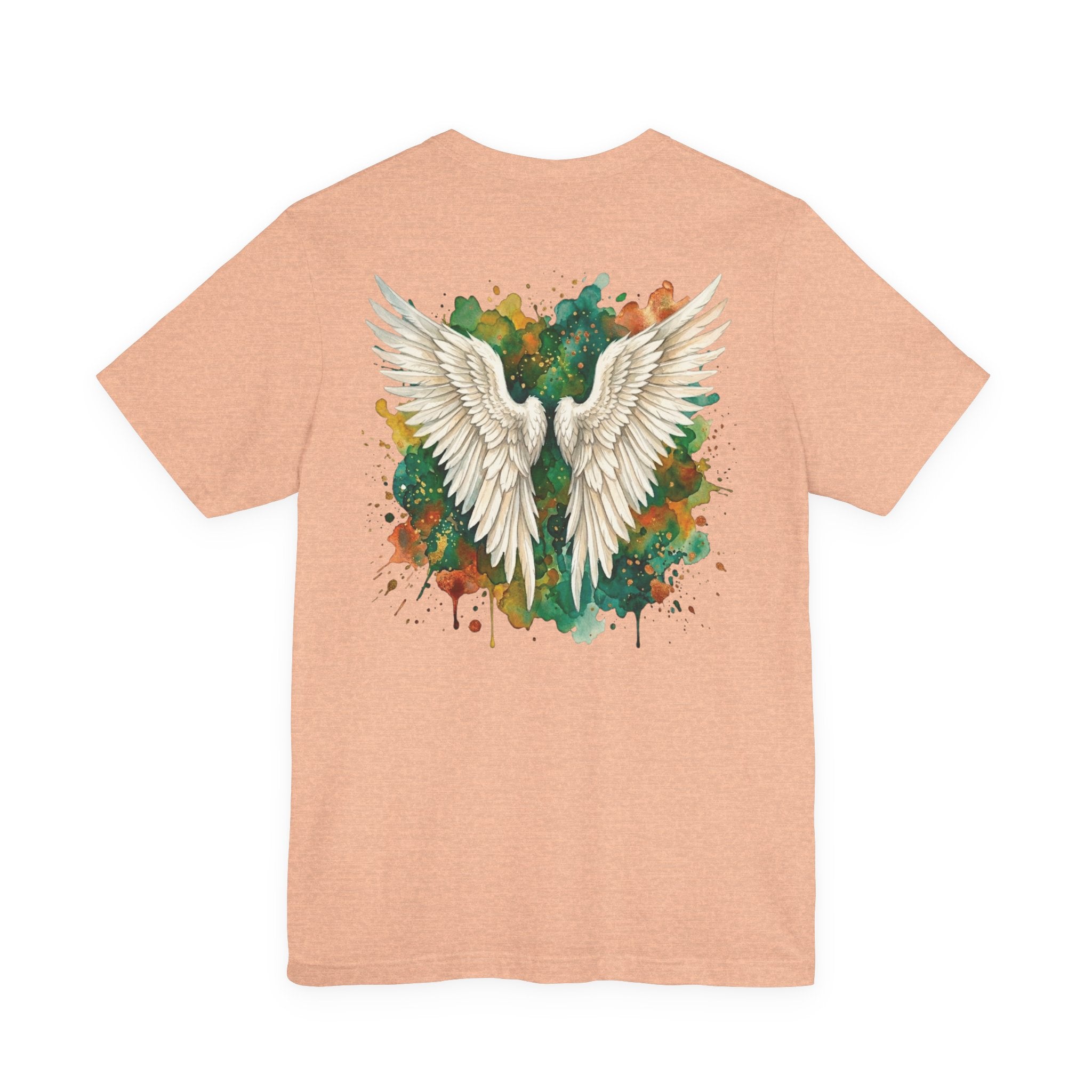 Angel Wings Watercolor Tee — Halo Front & Wing Back